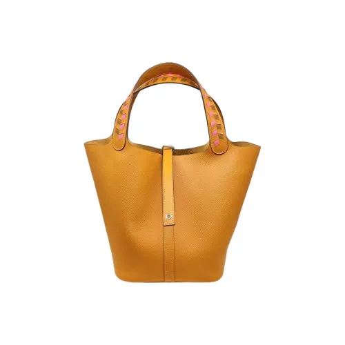 HERMES Picotin Lock Эпсомская кожа Корзинка-сумка Сумка-ведро Сумка Женская Апельсин