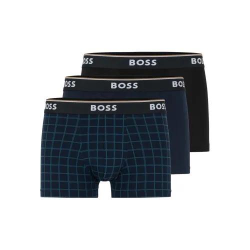 Hugo Boss Triple Pack OF Elastic Cotton Trunks с логотипом на поясе нижнее белье мужское 3 упаковки