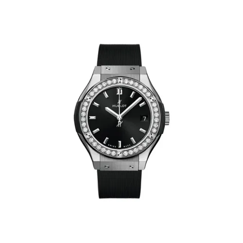 HUBLOT Classic Fusion Collection Кварцевый механизм Женские часы 33 мм Черный циферблат Титан Корпус Часы Резиновый ремешок