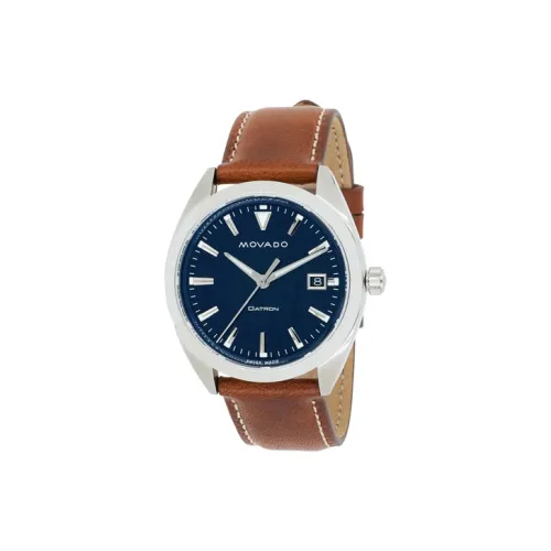 MOVADO Heritage Collection Кварцевый механизм Мужские часы Часы 39 мм Синий циферблат Корпус из нержавеющей стали Кожаный ремешок