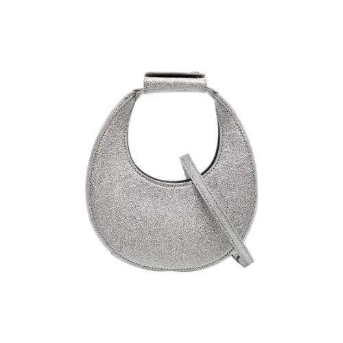 Staud Металлическая кожа Полумесяц Сумка через плечо Сумка Женская серебряная