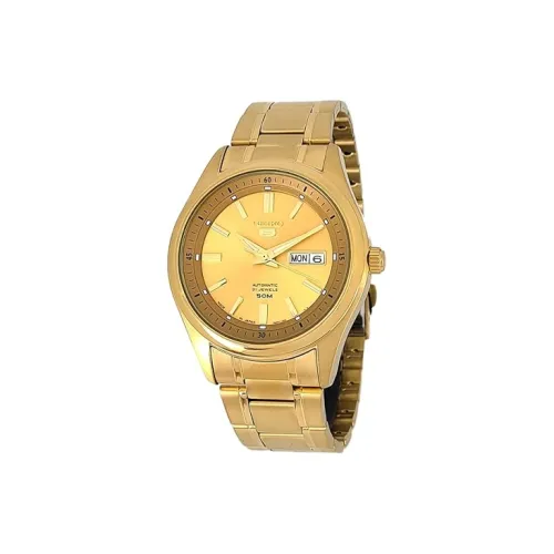 SEIKO Автоматический Механический Механизм Нержавеющая Сталь Ремешок Часы Мужские Золотистый Циферблат SNKN96J1