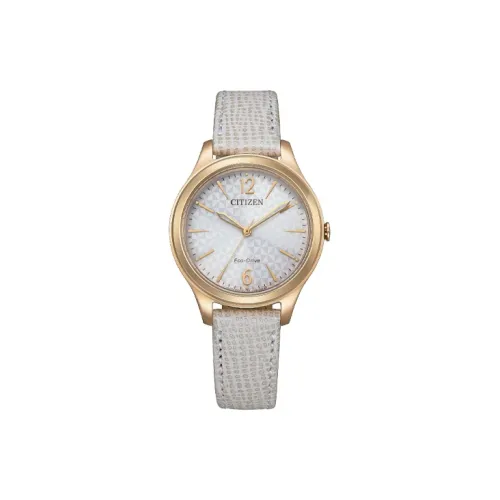 CITIZEN Светильник Кварцевый механизм Кожаный ремешок Часы Женские часы Белый циферблат