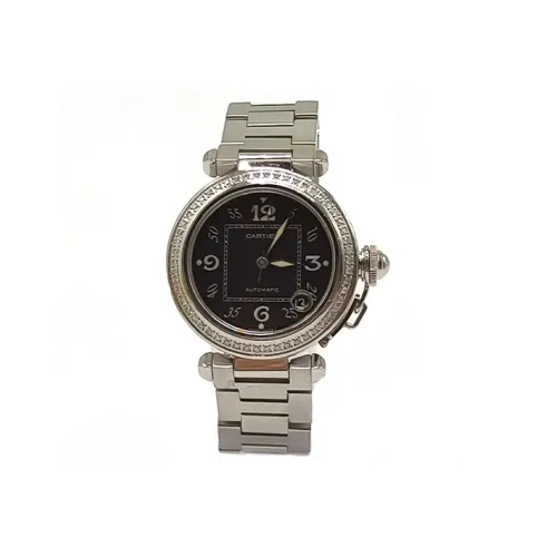 Cartier PASHA DE PASHA DE Кварцевый механизм Унисекс Часы 35 мм Черный циферблат Сплав Корпус Часы Сплав Ремешок