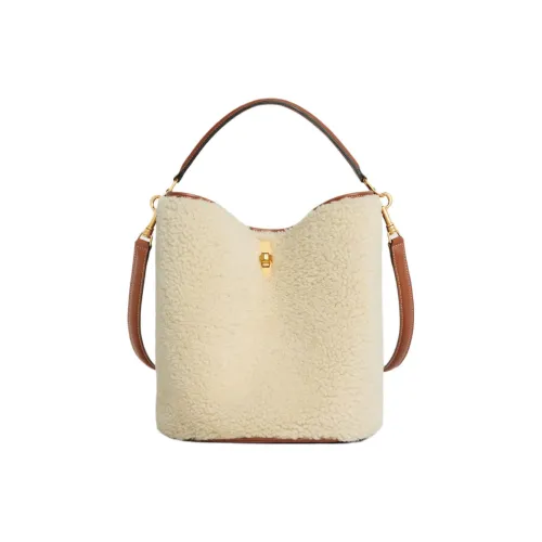 CELINE Sheepskin Bucket Bag Shoulder Bag Handbag Women's Natural Tan