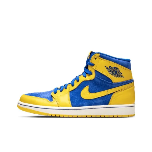Jordan Air Jordan 1 OG LANEY High Топ Винтажные баскетбольные кроссовки Мужской Синий Желтый