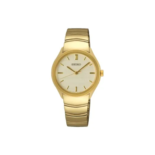 SEIKO Кварцевый механизм нержавеющая сталь ремешок женские часы золотой циферблат
