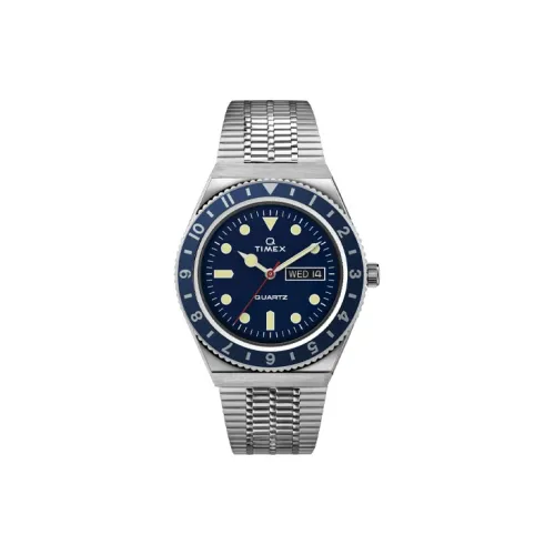 TIMEX Мужские часы Кварцевый механизм Ремешок из нержавеющей стали 38 мм Синий циферблат