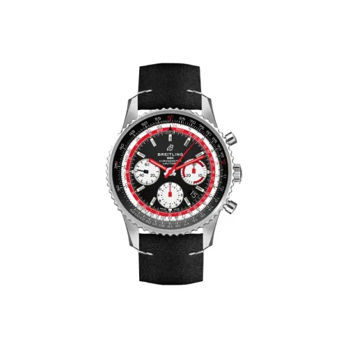 Breitling Автоматический Механический Часы Мужские 43 мм Черный Циферблат Корпус из Нержавеющей Стали Ремешок из Коровьей Кожи