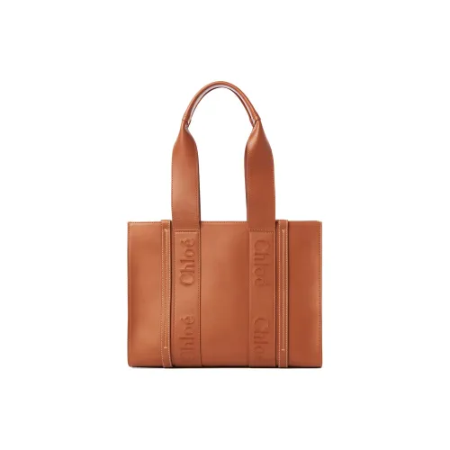 Chloe Древесная Гладкая Коровья Кожа Тоут Сумка Сумка для покупок Сумка на плечо Сумка среднего размера Женская Коричневая