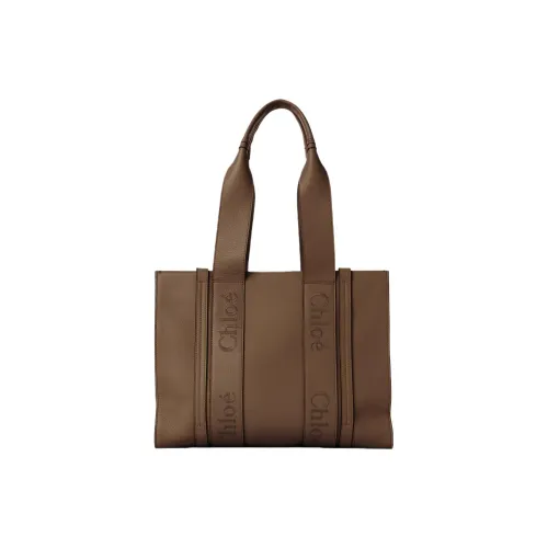 Chloe Woody с рельефной телячьей кожей тоут-сумка сумка для покупок сумка среднего размера женская Deep ореховый