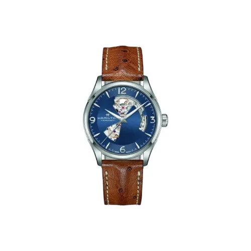 HAMILTON Автоматический Механический Часы Мужские 42 мм Синий Циферблат Корпус из Нержавеющей Стали Ремешок из Натуральной Кожи