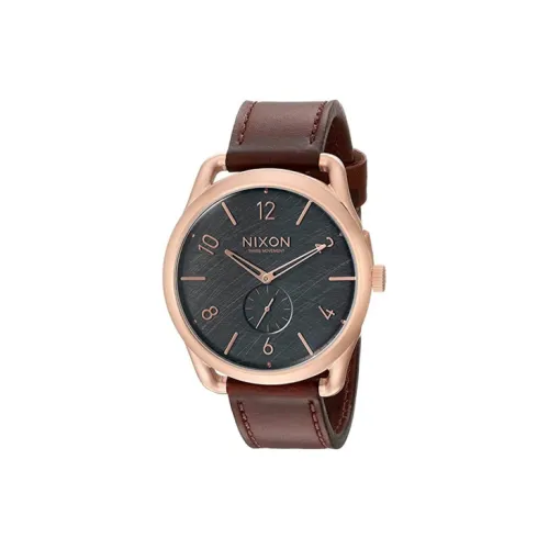 NIXON C45 Leather Collection Мужские часы Кварцевый механизм Кожаный ремешок 45 мм Черный циферблат