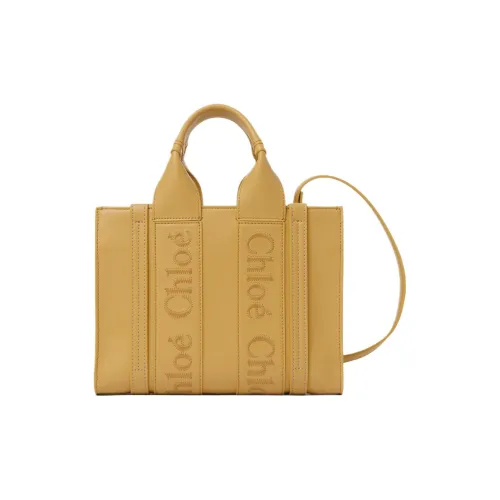 Chloe Woody Smooth Calfskin Tote Bag Shopping Bag Shoulder Bag Handbag Small Women's Honey Gold