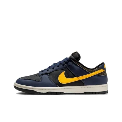 Nike Dunk Vintage 'Midnight Blue And Tour Yellow' Slip-resistant Low-Top Скейтбординг Кроссовки Мужские Черные Желтые