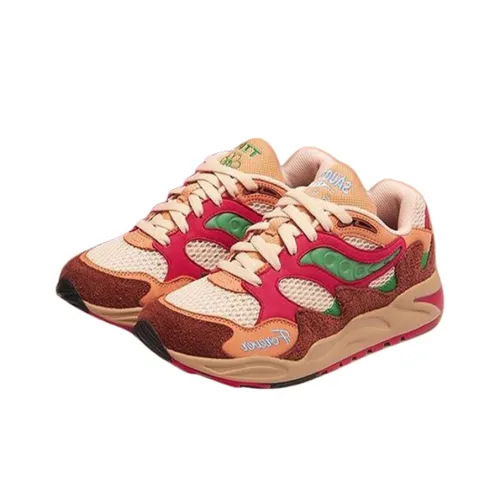 Jae Tips x Saucony Grid Shadow 2 Противоскользящие амортизаторы низкий топ повседневные беговые кроссовки мужские бежево-розовые