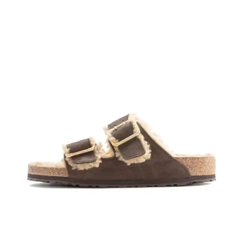 Birkenstock Arizona Shearling Слипоны Мужской Коричневый Узкая версия