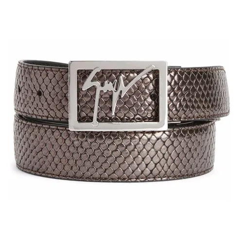 Giuseppe Zanotti GZ Loop Логотип Пряжка-пластина Кожаные ремни Мужской Коричневый