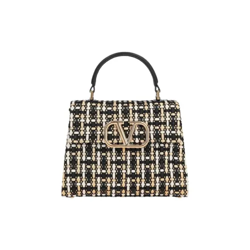 Valentino VSLING Телячья кожа Текстиль Сумка через плечо Сумка Маленькая Женская Черная