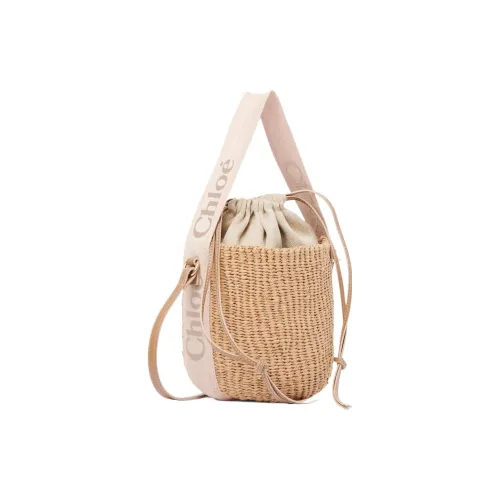 Chloe Woody Телячья кожа Корзина Сумка Сумка через плечо Сумка Маленькая Женская Нюдово-розовая