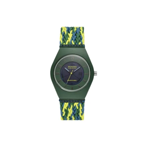SKAGEN Watch Кварцевый механизм пластиковый ремешок PC зеленый циферблат унисекс