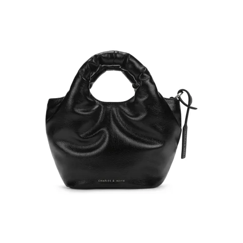 CHARLES KEITH ПУ (полиуретан) Ведрообразная сумка Сумка через плечо Сумка Маленькая Женская Черная