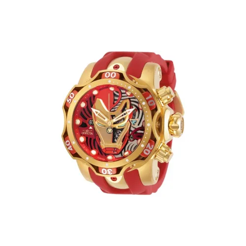 INVICTA Мужские часы Кварцевый механизм Нержавеющая сталь Силиконовый ремешок 52,5 мм Красный циферблат Часы 30552 INVICTA