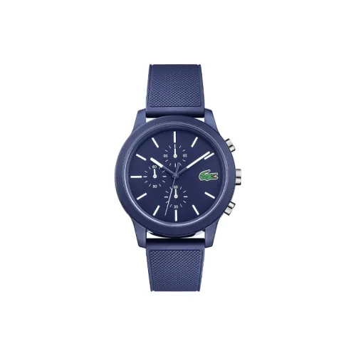 LACOSTE Мужские часы Кварцевый механизм Резиновый ремешок 44 мм Синий циферблат