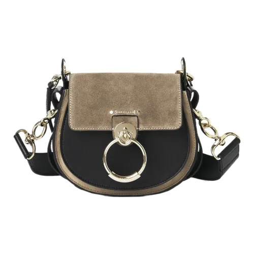 Chloe Tess Телячья кожа с льняной тканью Сумка через плечо Маленькая Женская Черная