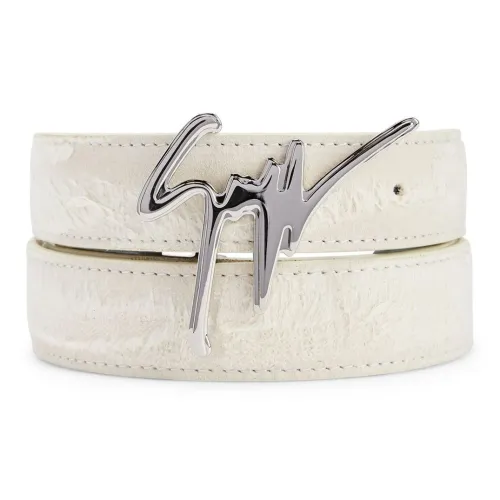 Giuseppe Zanotti GZ Emblem Узор Плавная пряжка Кожаные ремни Мужской Экрю