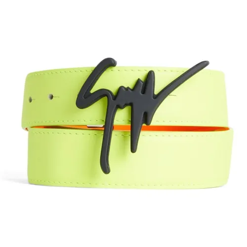 Giuseppe Zanotti GZ Signature Логотип Smooth Clasp Кожаные ремни Мужской Зеленый Ширина 3,5 см