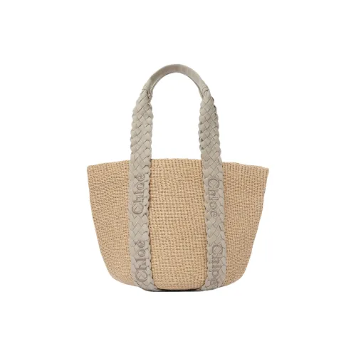 Chloe Древесная Телячья Кожа Корзина Сумка Сумка Сумка через плечо Большая Женская Серый и Естественный