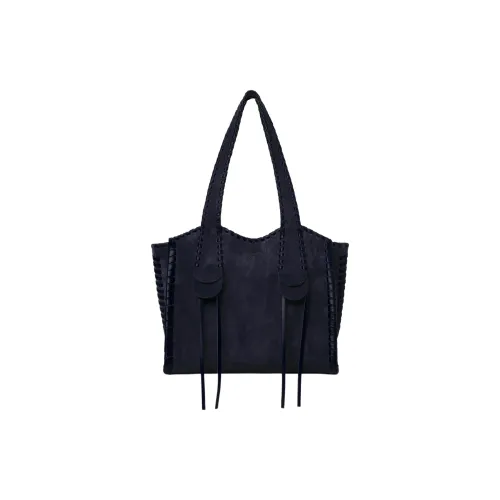 Chloe Mony Замша Телячья кожа Тоут Сумка Сумка для покупок Сумка на плечо Сумка среднего размера Женская Полночный синий