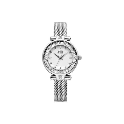 WUSSA Кварцевый механизм стальной ремешок женские часы белый циферблат
