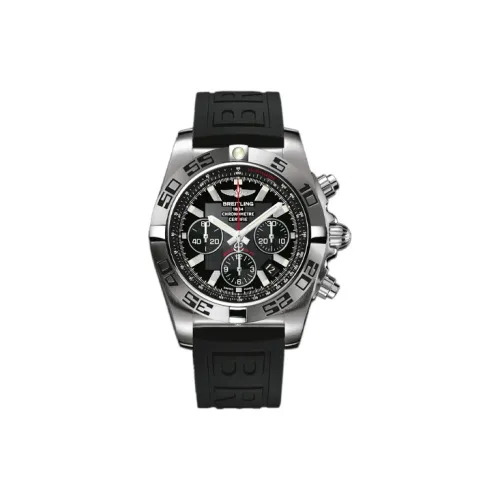 BREITLING Автоматический Механический Часы Мужские 44 мм Черный Циферблат Корпус из Нержавеющей Стали Резиновый Ремешок