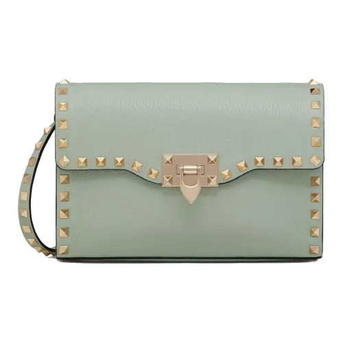 Valentino Rockstud Рельефная Телячья Кожа Сумка через плечо Сумка на плечо Женская Аква Зеленый