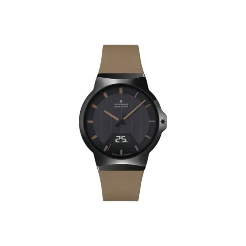 JUNGHANS Force Mega Solar Collection Кварцевый механизм Мужские часы Циферблат Черный Керамика Чехол для часов Резиновый ремешок