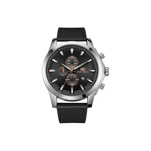 MINIFOCUS Кварцевый механизм Мужские часы Черный циферблат