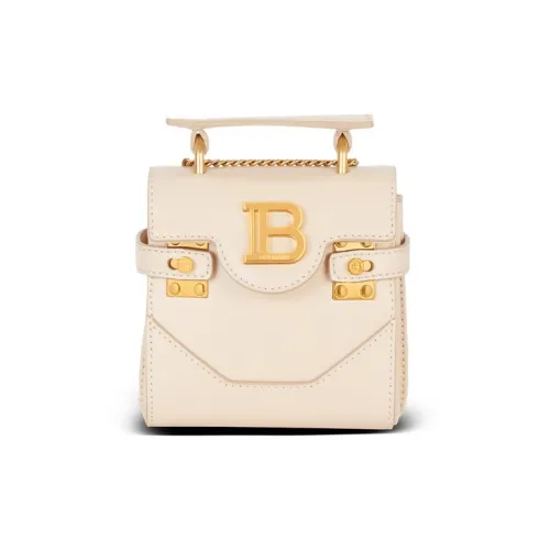 BALMAIN B Buzz Гладкая кожа Сумка через плечо Мини Женская Бежевая