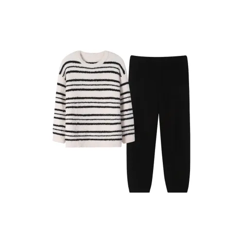 Sha Qian Пижамный комплект Осенний и Зимний Женский Экрю