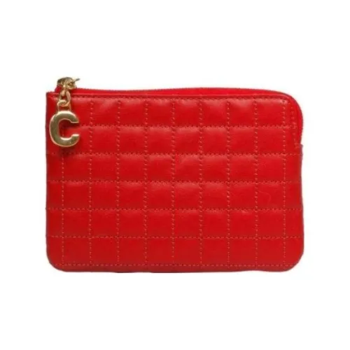 CELINE Телячья кожа Кошелек для монет держатель для карт женский красный