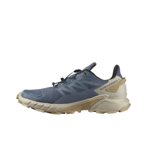 SALOMON Supercross 4 Амортизация Низкий Топ Беговые Кроссовки Мужские Синий Бежевый