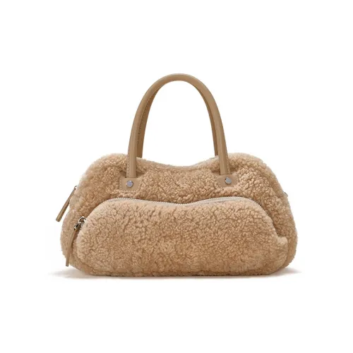 Omentar Овечья шерсть Одно плечо Сумка Большая Женская Абрикос Белый Синий