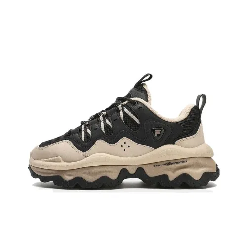 FILA FUSION QD 96 DX Амортизация Износостойкий Низкий Топ Толстая Подошва Кроссовки Женские Черный Серый