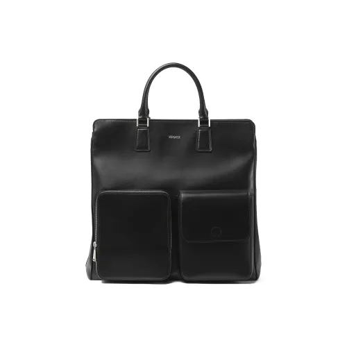 VERSACE Сумка Tote из гладкой коровьей кожи сумка для покупок сумка через плечо мужская сумка черная