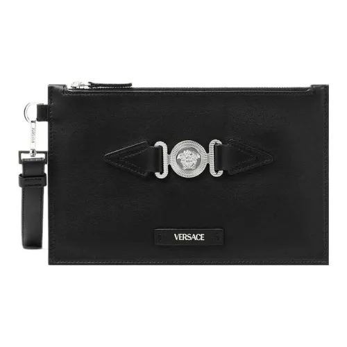 VERSACE MEDUSA BIGGIE серия Клатч из коровьей кожи Маленький Мужской Черный Серебряный