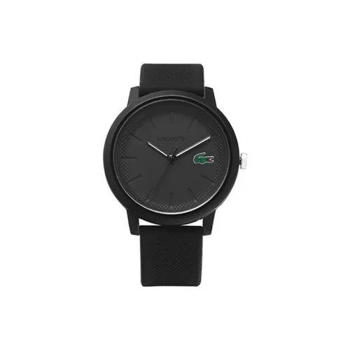 LACOSTE Мужские часы Кварцевый механизм Резиновый ремешок 42 мм Черный циферблат