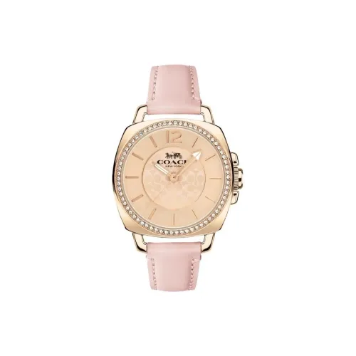 COACH BOYFRIEND Collection Женские часы Кварцевый механизм Кожаный ремешок 35 мм Золотистый циферблат