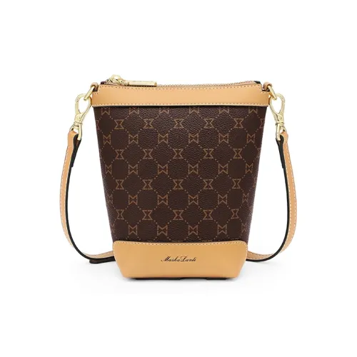 MashaLanti Сумка из синтетической кожи ведрообразной формы сумка через плечо женская темно-коричневый и абрикос кофейный