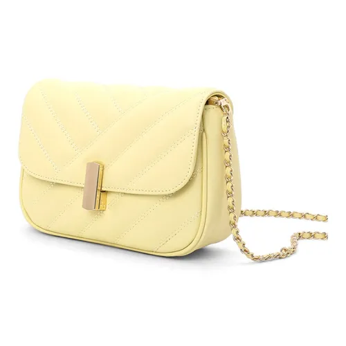 HONGU Сумка через плечо из коровьей кожи стандартная женская цвет экрю светло-желтый темно-черный